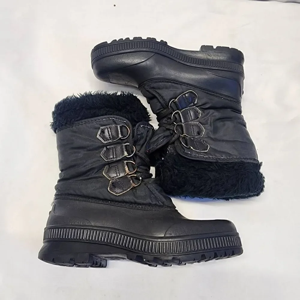 Sorel Snowcrest Winter Faux Fur Black Boots Size 6